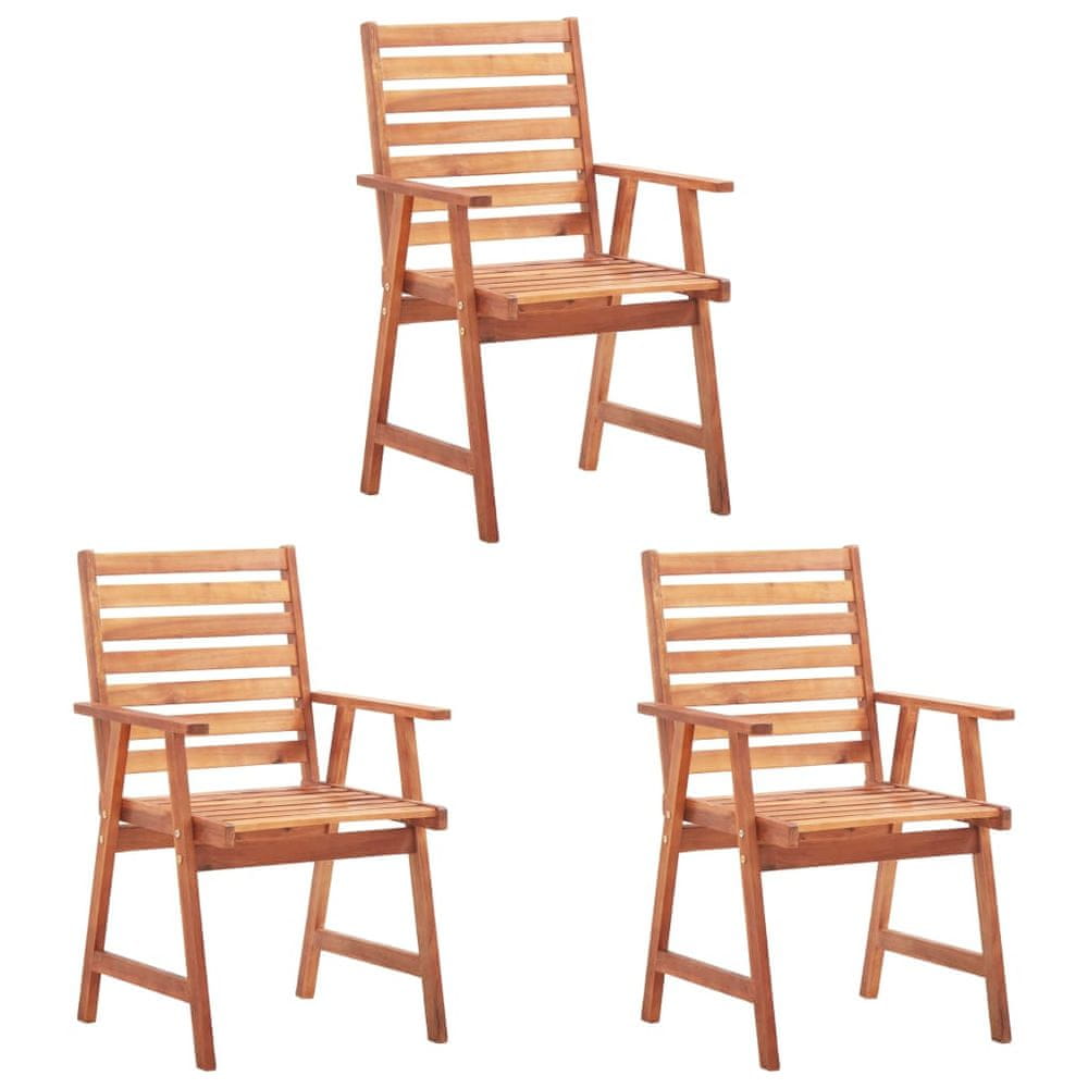 Vidaxl Vonkajšie jedálenské stoličky 3 ks masívne akáciové drevo